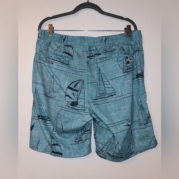 Reyn Spooner Mens Large Blue/Green Elastic Waist Casual Shorts w/Boats - Picture 3 of 9